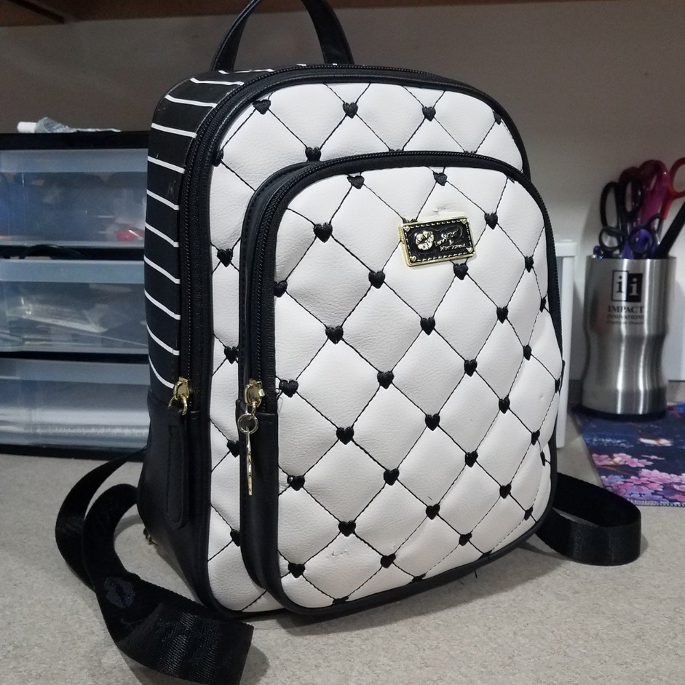Luv Betsey Johnson Heart Quilted Small Backpack